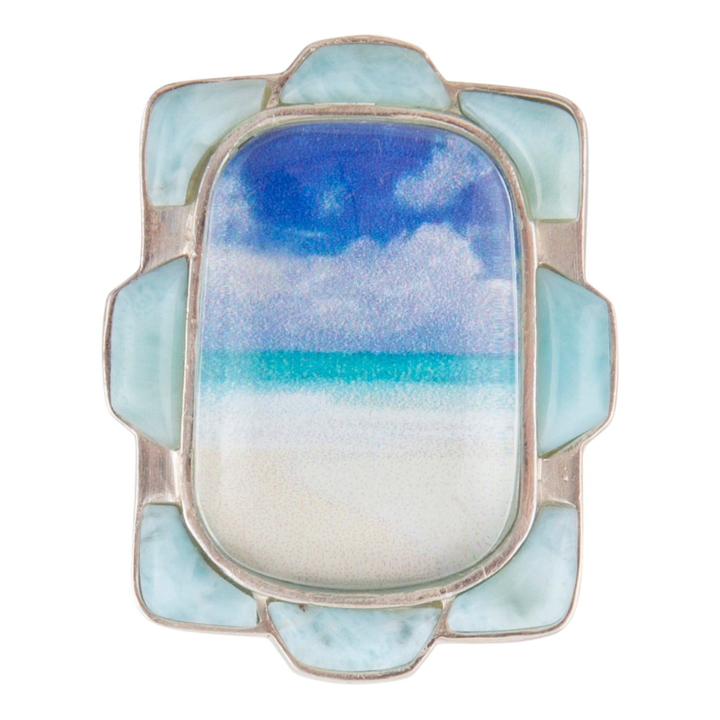 Decorative plate with a blue and white design on a white background