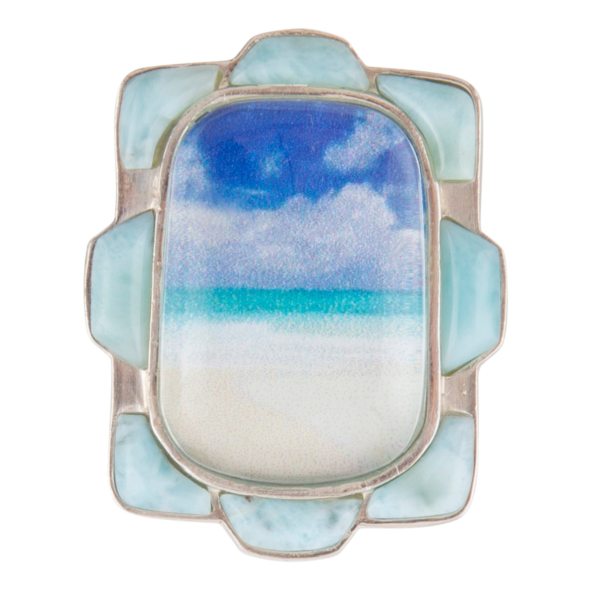 Decorative plate with a blue and white design on a white background