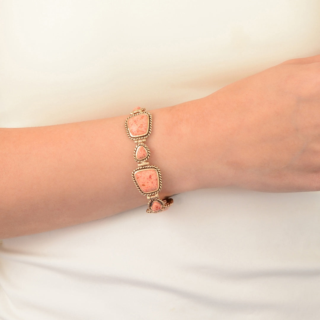 Orange Sponge Coral and Golden Toggle Bracelet