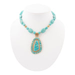 Sedona Blue Turquoise Golden Pendant Necklace