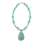 Sedona Blue Turquoise Golden Pendant Necklace