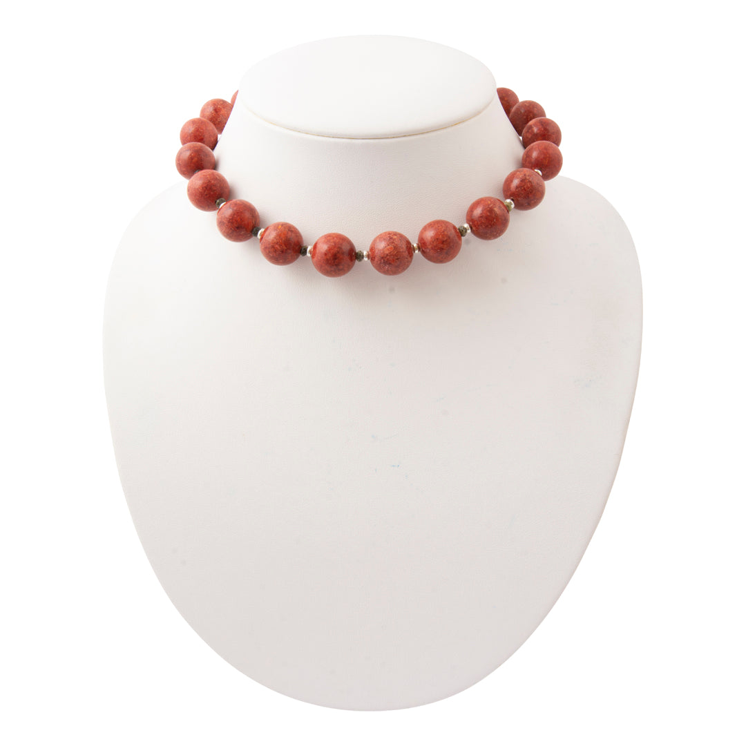 Red Mesa Coral Silver Statement Necklace