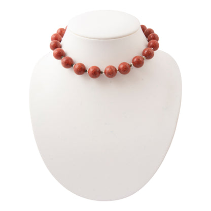 Red Mesa Coral Silver Statement Necklace
