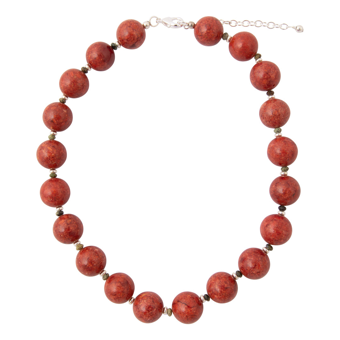 Red Mesa Coral Silver Statement Necklace