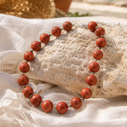 Red Mesa Coral Silver Statement Necklace