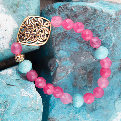 Stace Pink Agate Golden Stretch Bracelet