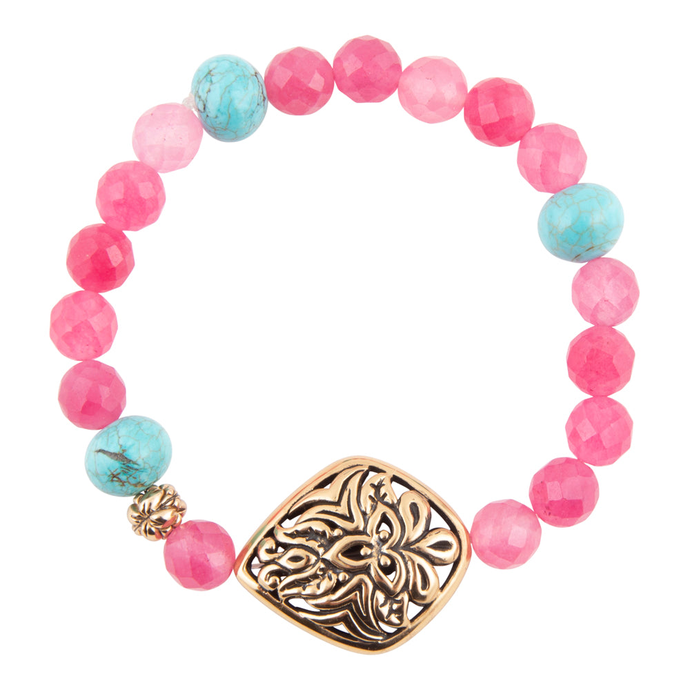 Stace Pink Agate Golden Stretch Bracelet