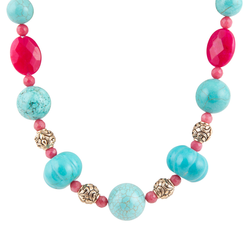Stace Blue Magnesite Golden Bronze Necklace
