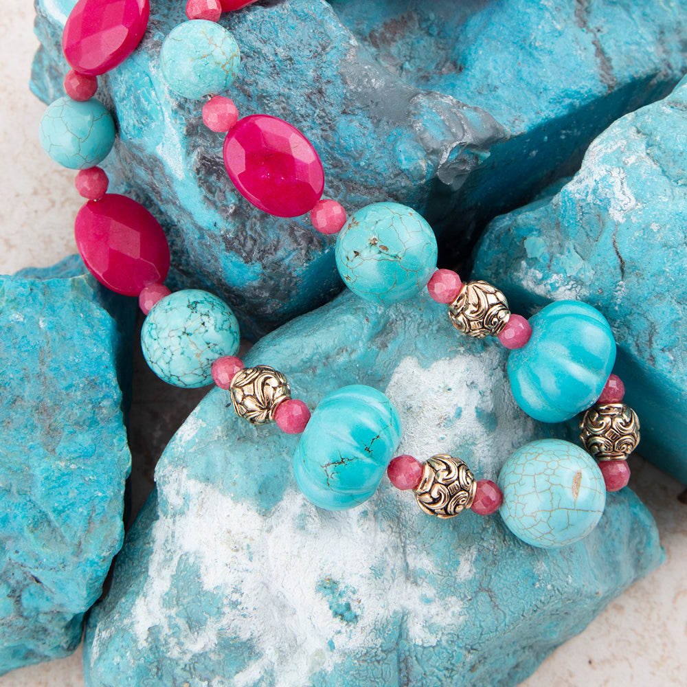 Stace Blue Magnesite Golden Bronze Necklace