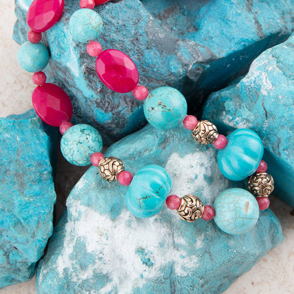 Stace Blue Magnesite Golden Bronze Necklace
