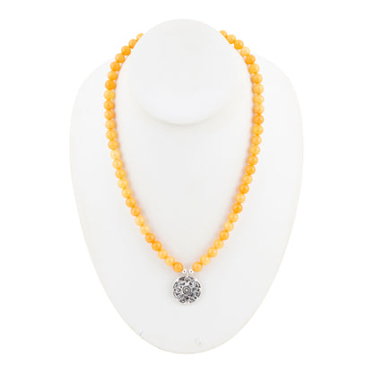 Stace Yellow Agate Silver Pendant Necklace