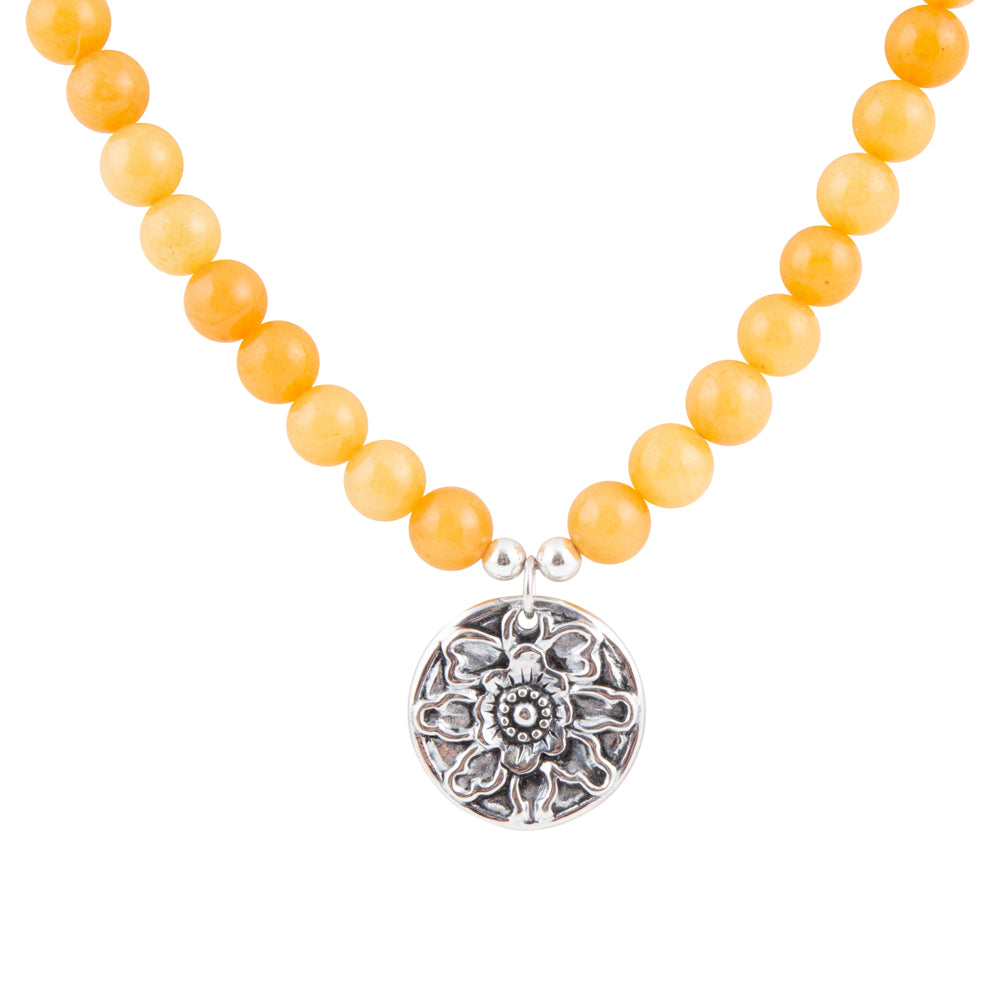 Stace Yellow Agate Silver Pendant Necklace