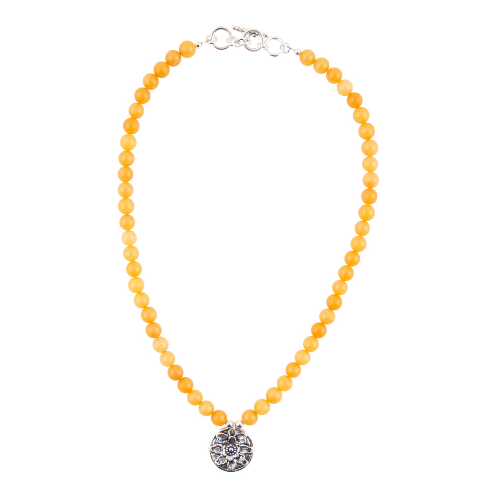 Stace Yellow Agate Silver Pendant Necklace