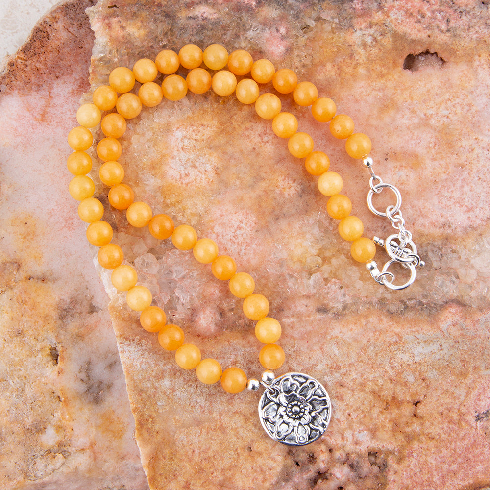 Stace Yellow Agate Silver Pendant Necklace