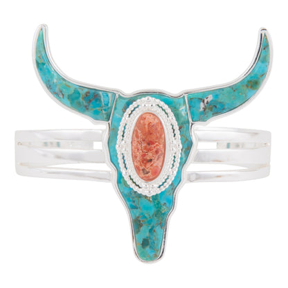 Longhorn Blue Turquoise Silver Cuff Bracelet