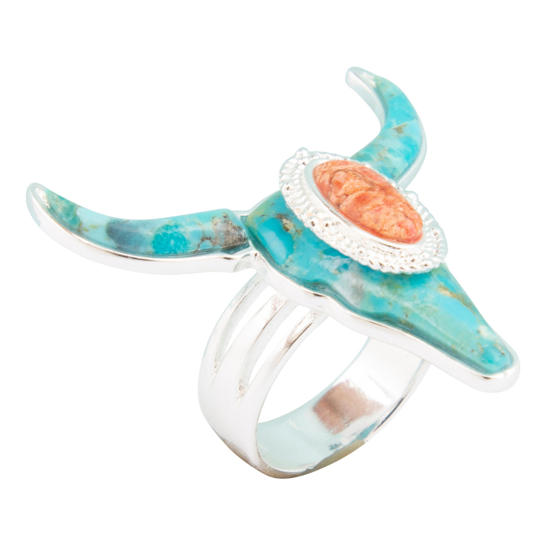 Longhorn Blue Turquoise Silver Ring