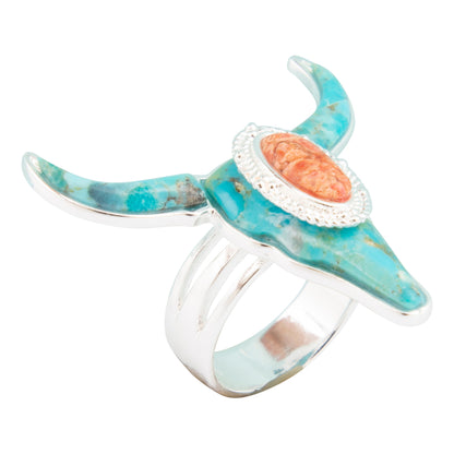 Longhorn Blue Turquoise Silver Ring