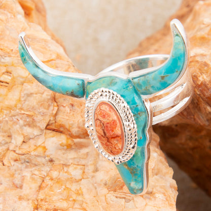 Longhorn Blue Turquoise Silver Ring