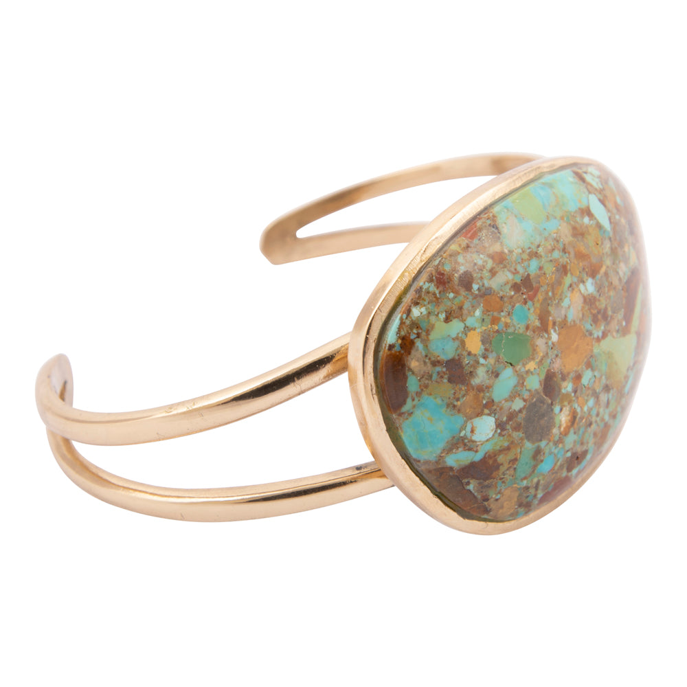 Sublime Genuine Green Turquoise Golden Cuff Bracelet – Barse Jewelry