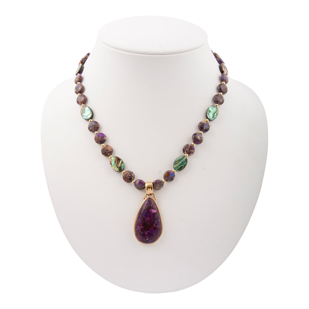Purple Turquoise Golden Pendant Necklace