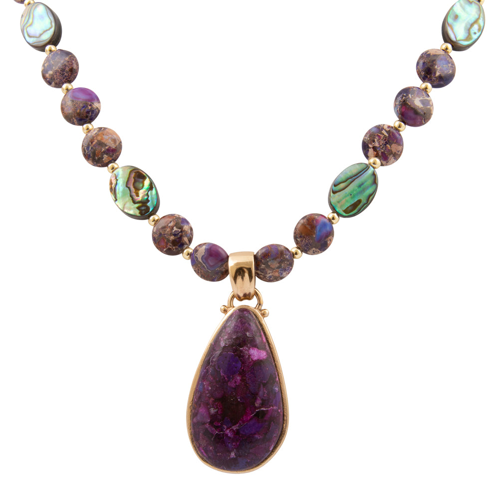 Purple Turquoise Golden Pendant Necklace