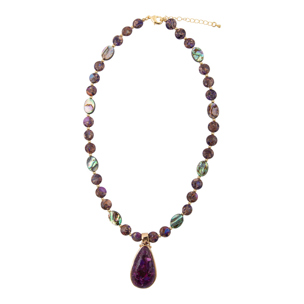 Purple Turquoise Golden Pendant Necklace