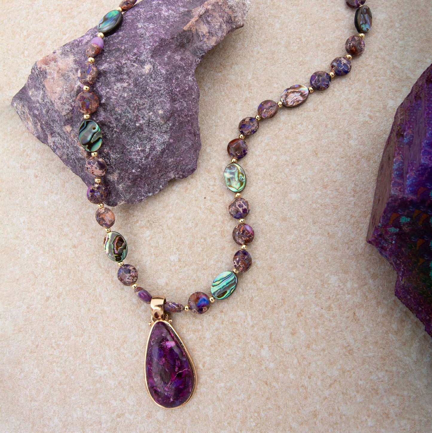 Purple Turquoise Golden Pendant Necklace