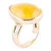 Yellow Quartz and Bronze Drop Ring