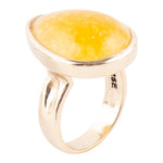 Yellow Quartz and Bronze Drop Ring