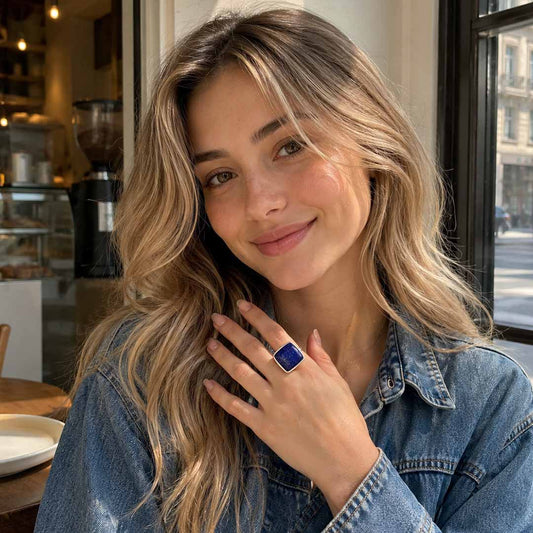 Azure Blue Lapis Silver Statement Ring
