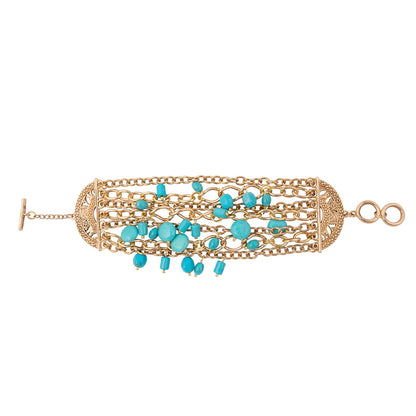 Coastal Grove Blue Turquoise Golden Chain Statement Bracelet