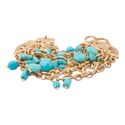 Coastal Grove Blue Turquoise Golden Chain Statement Bracelet