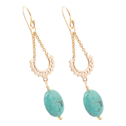 Blue Turquoise Golden Hammock Drop Earrings