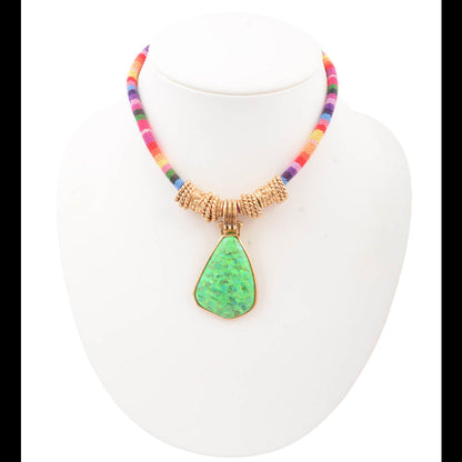 Spice Bazaar Lime Green Turquoise Pendant Statement Necklace