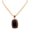 Filigreed Purple Amethyst Rectangular Pendant Golden Necklace