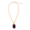 Filigreed Purple Amethyst Rectangular Pendant Golden Necklace