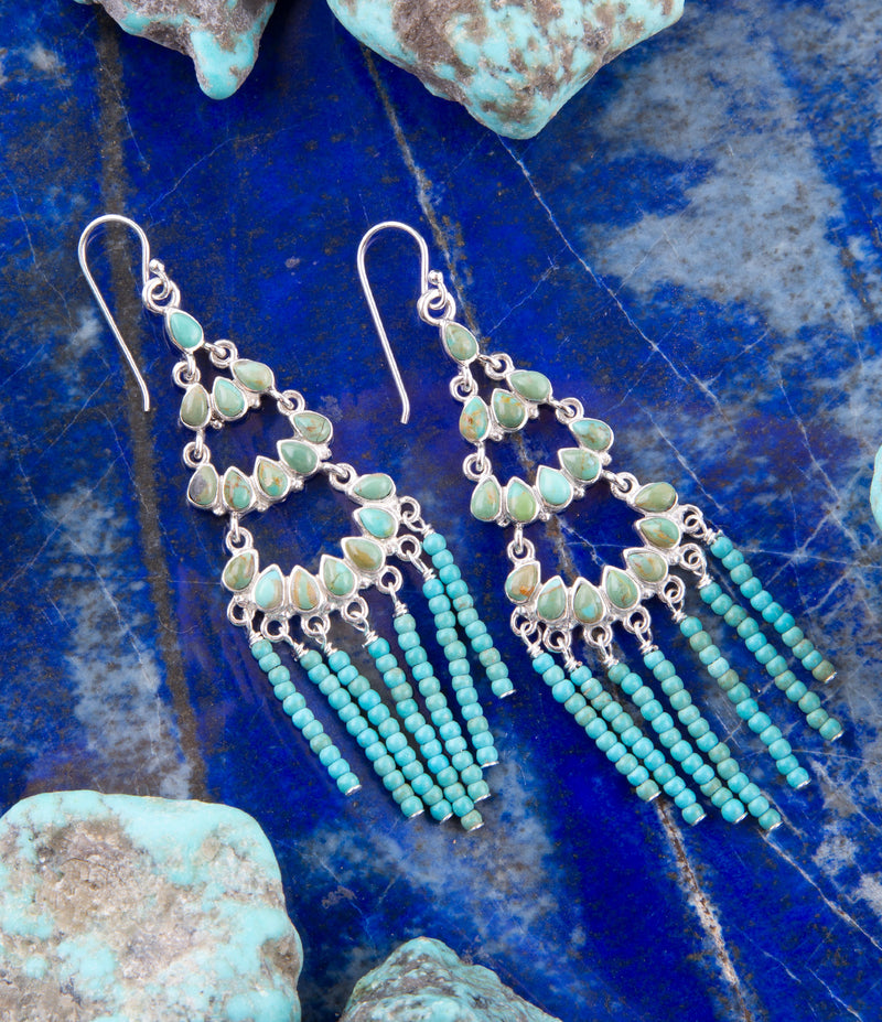 Turquoise Layered Chandelier Earrings