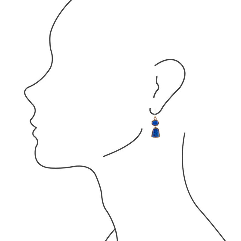 Blue Lapis Golden Drop Earrings