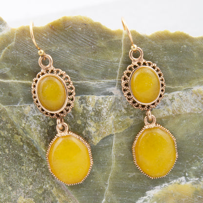 Sunny Yellow Quartz Golden Drop Earrings
