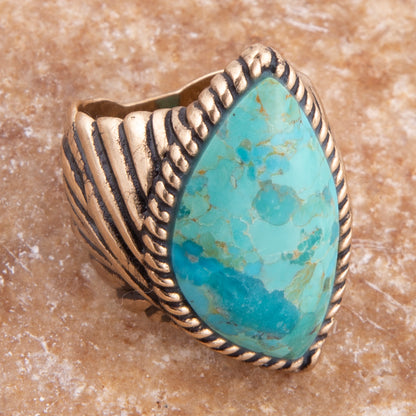 Vibrance Blue Turquoise Golden Statement Ring