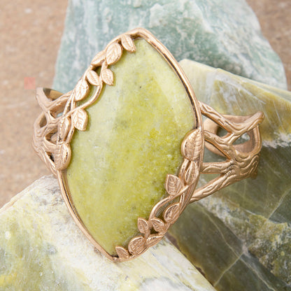 Gold Vines Green Jasper Statement Bracelet