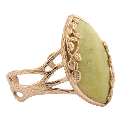 Gold Vines Green Jasper Statement Bracelet