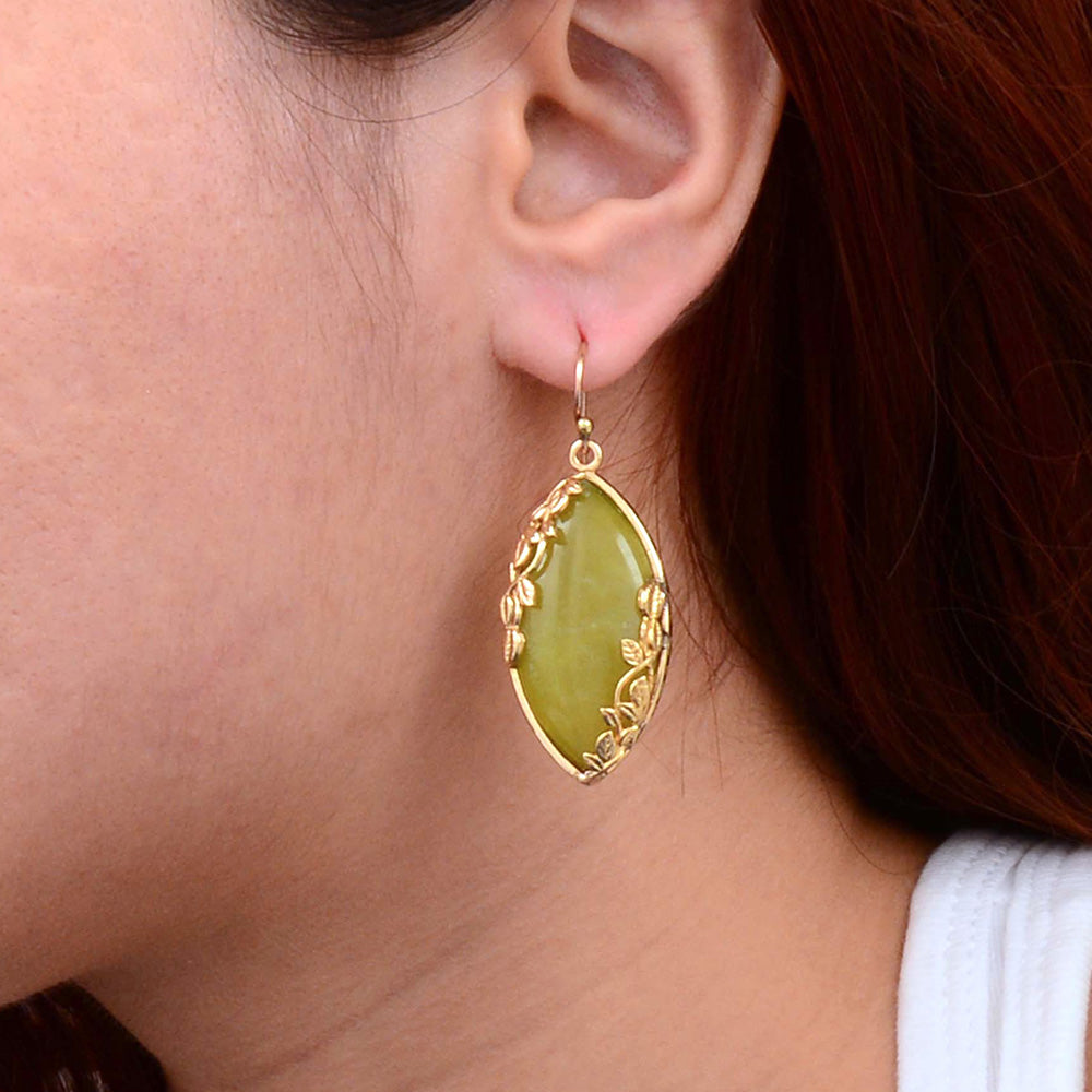 Golden Vines Green Jasper Drop Earrings