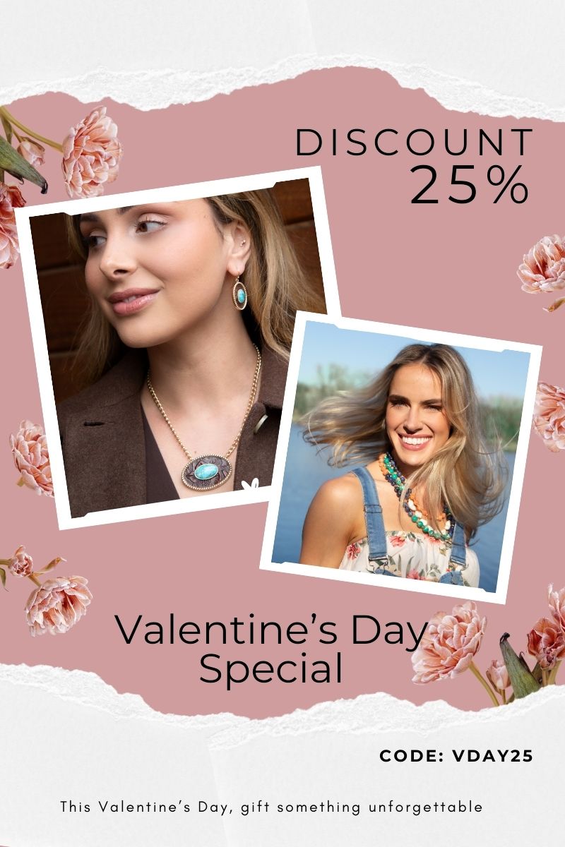 Valentine's Day special discount offer with two women and floral elements.