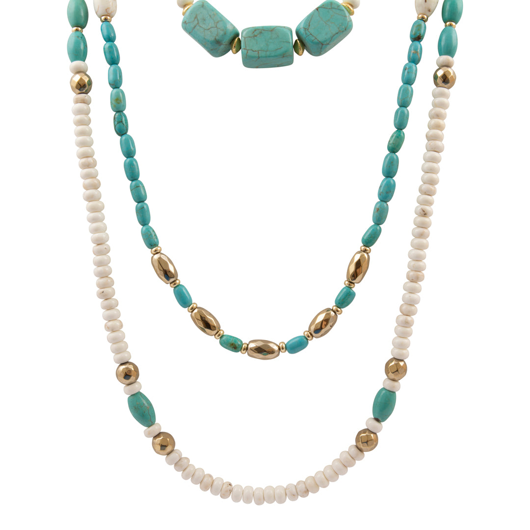 Earthbound Luxe Blue Magnesite Golden Strand Necklace