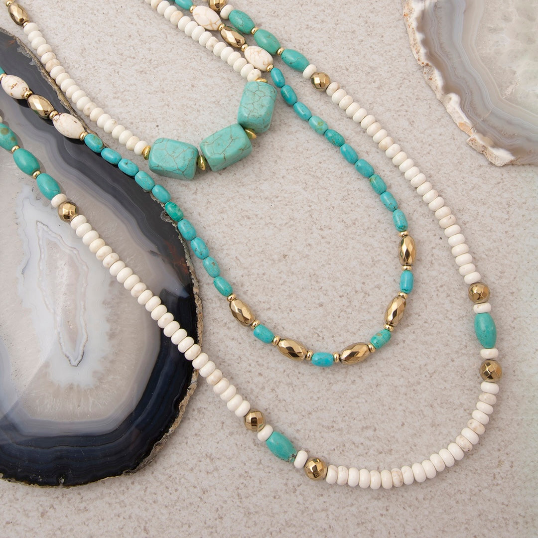 Earthbound Luxe Blue Magnesite Golden Strand Necklace