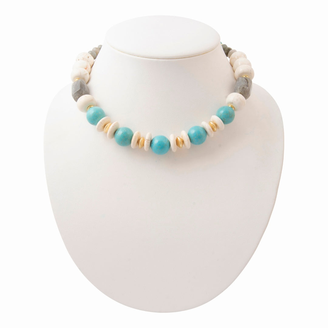 Earthbound Luxe Blue Magnesite Golden Chunky Necklace