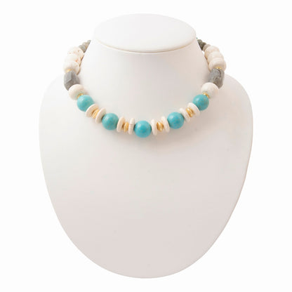 Earthbound Luxe Blue Magnesite Golden Chunky Necklace