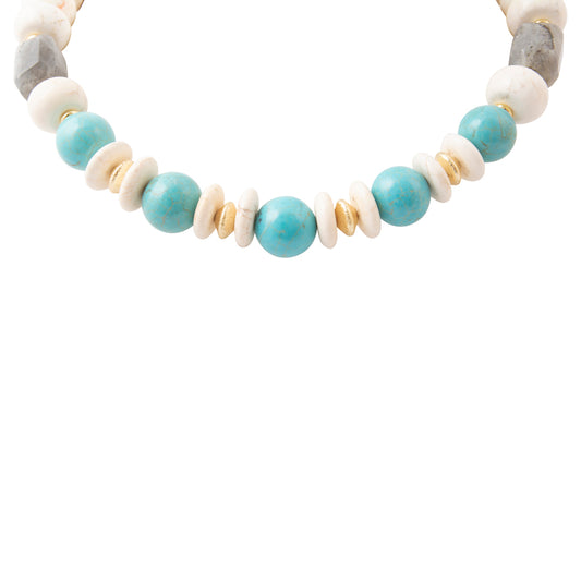 Earthbound Luxe Blue Magnesite Golden Chunky Necklace