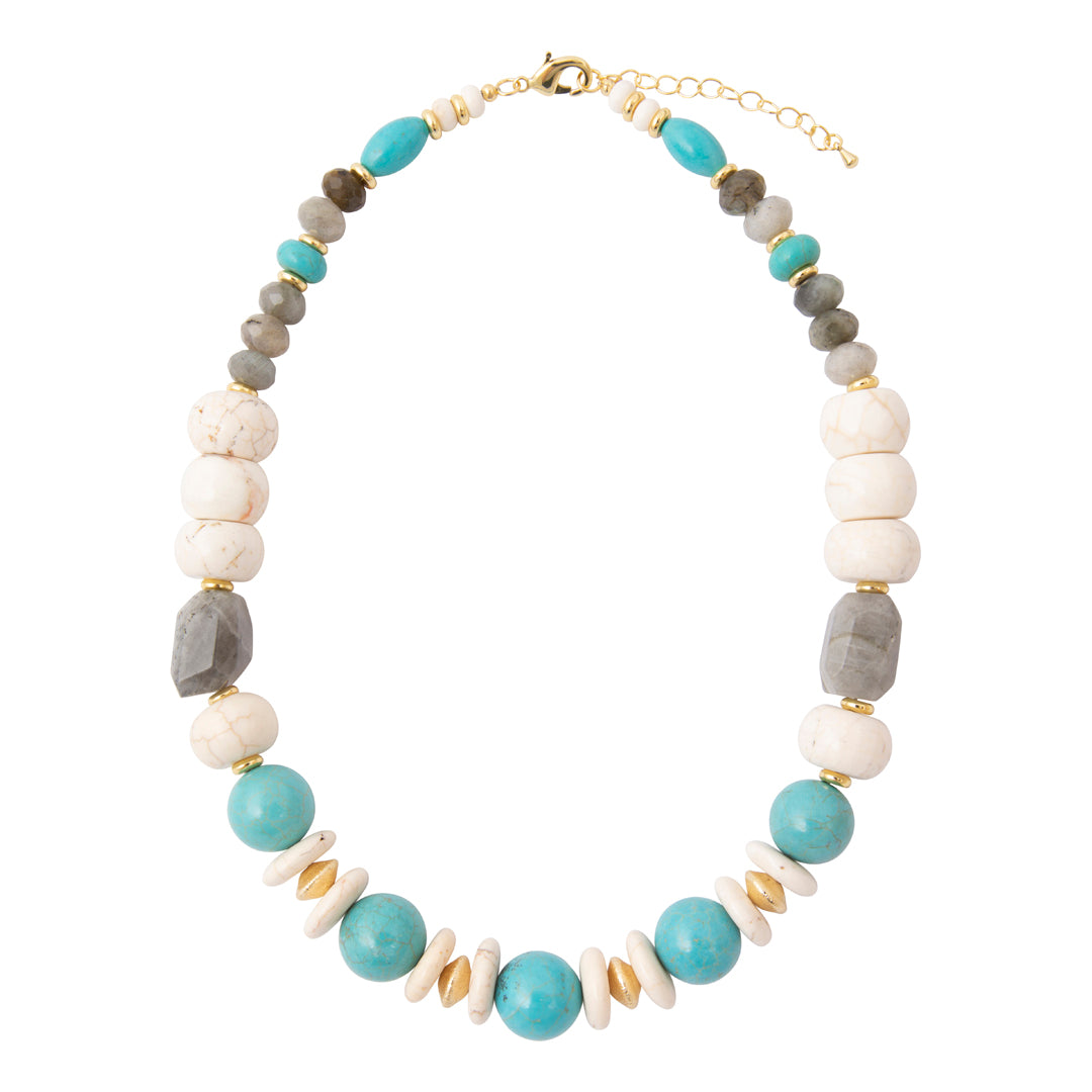 Earthbound Luxe Blue Magnesite Golden Chunky Necklace